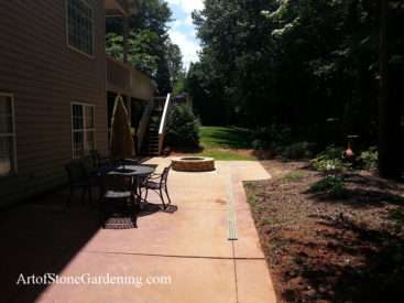 Firepit in concrete patio